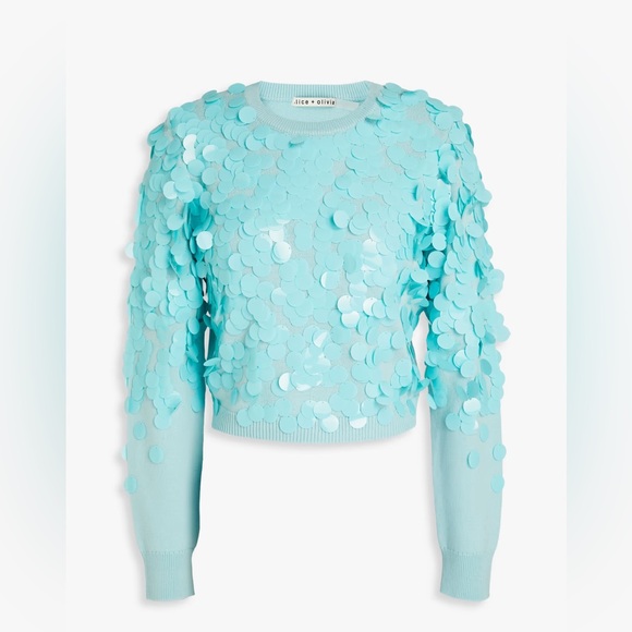 Alice Olivia Wool Aqua Sequin Sweater - Picture 3 of 8